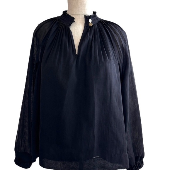 Marie Oliver Arden Black Gold Button Key Hole Blouse - Picture 12 of 12